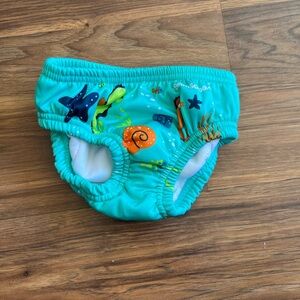 Blue and Orange Diaper Cover with Sea Life Design